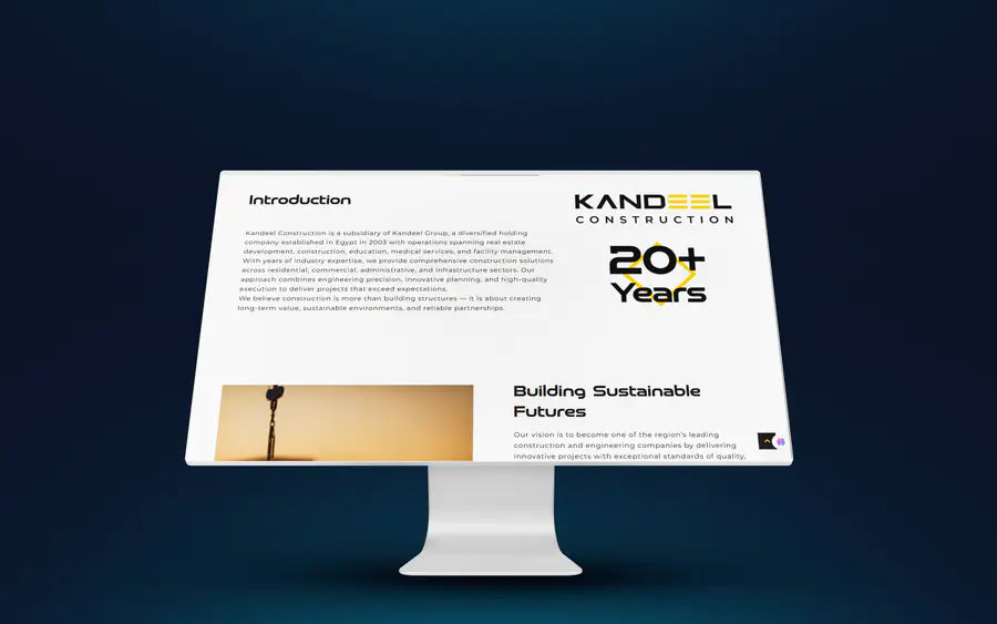Kandeel Construction – website designed and developed by Eslam Abdullah